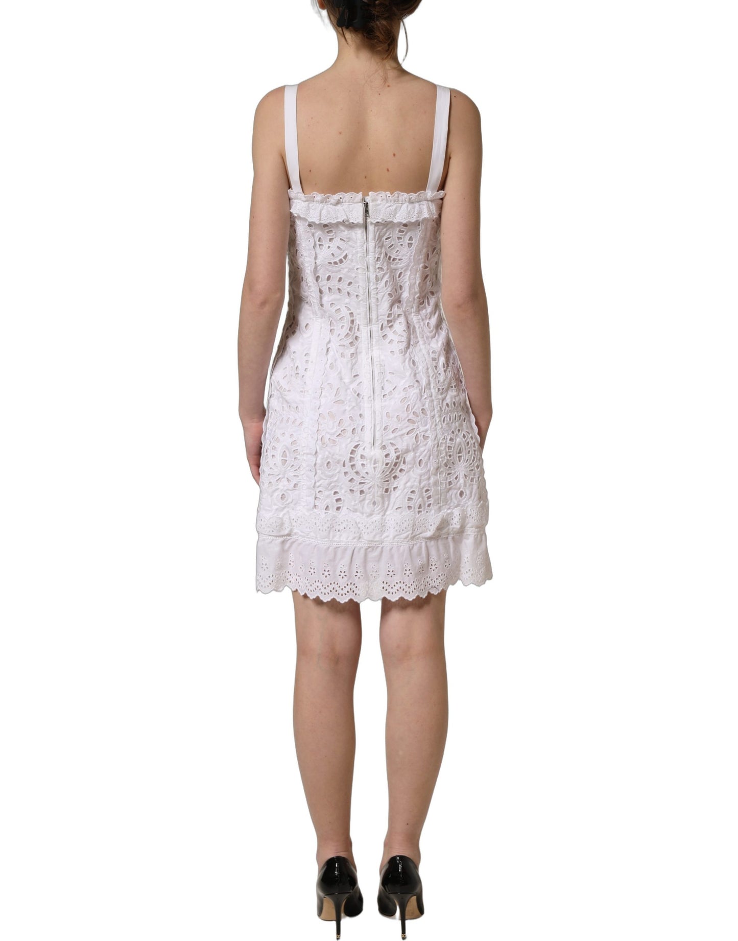 White Broderie Anglaise Cotton Mini Dress