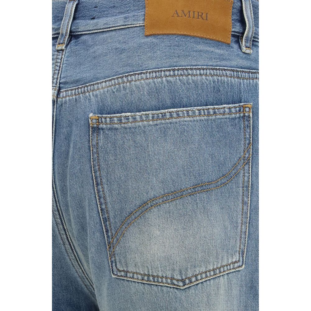 Blue Cotton Flared Jeans