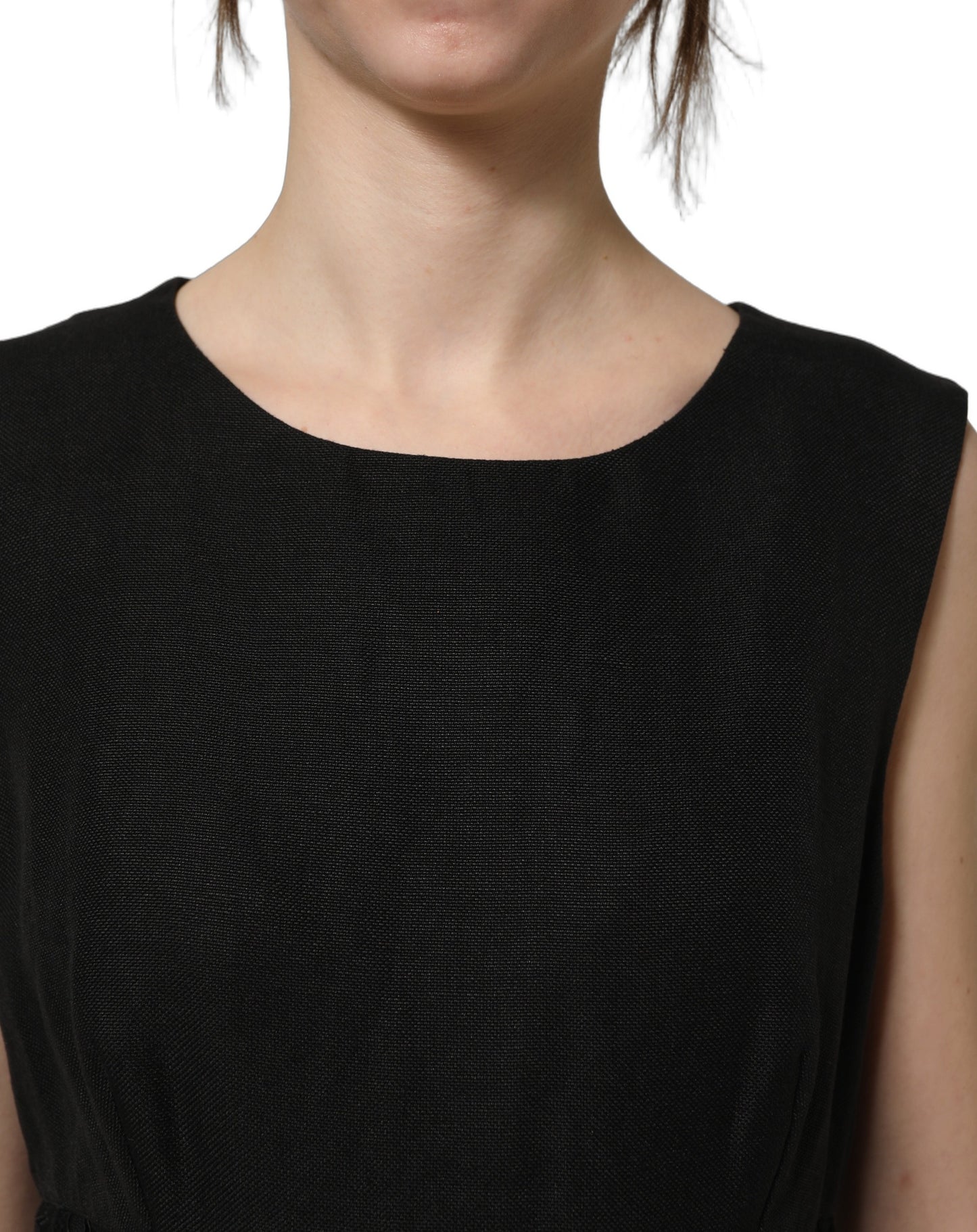 Black Floral Lace Sleeveless Shift Dress