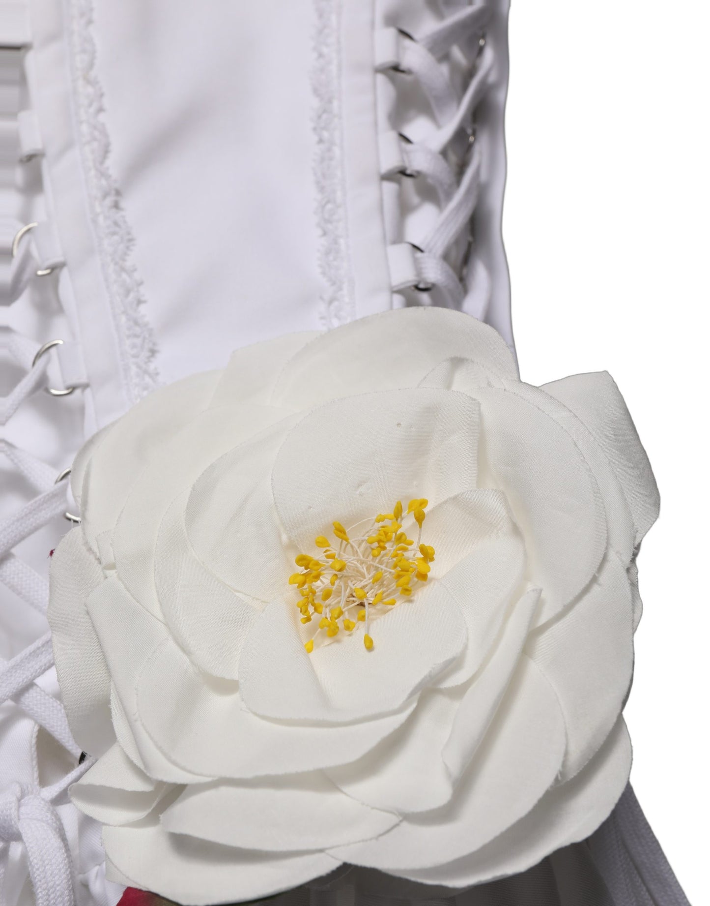 White Cotton Gabardine Bustier Midi Dress