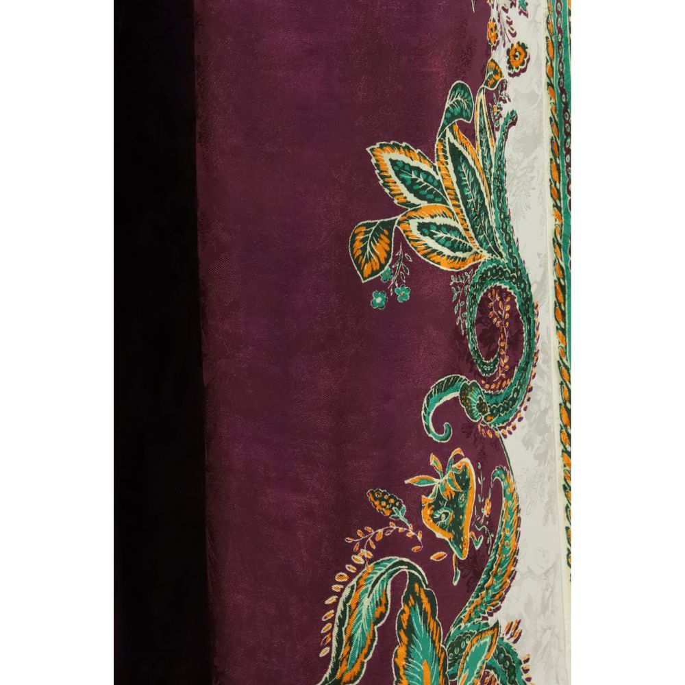 Purple Viscose Casual Pants