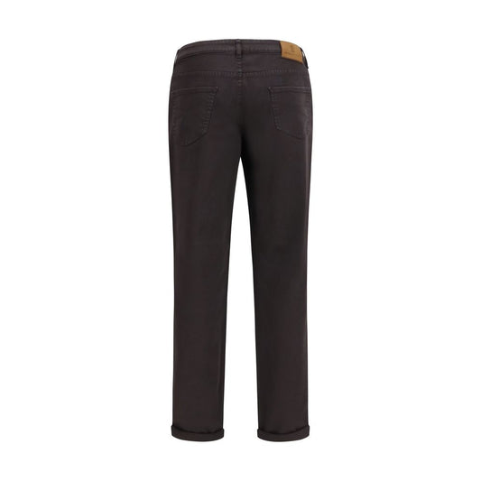 Brown Cotton Straight-Leg Jeans