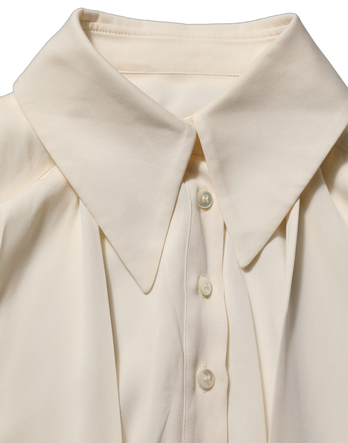 Off White Ascot Collar Long Sleeves Blouse Top