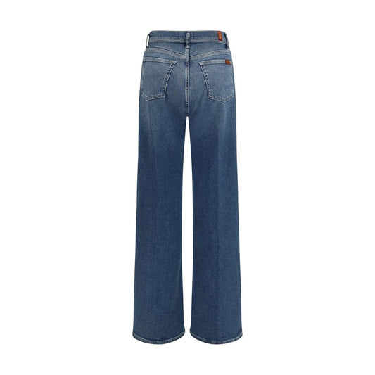 Blue Cotton Flared Jeans