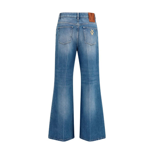 Blue Cotton Straight-Leg Jeans