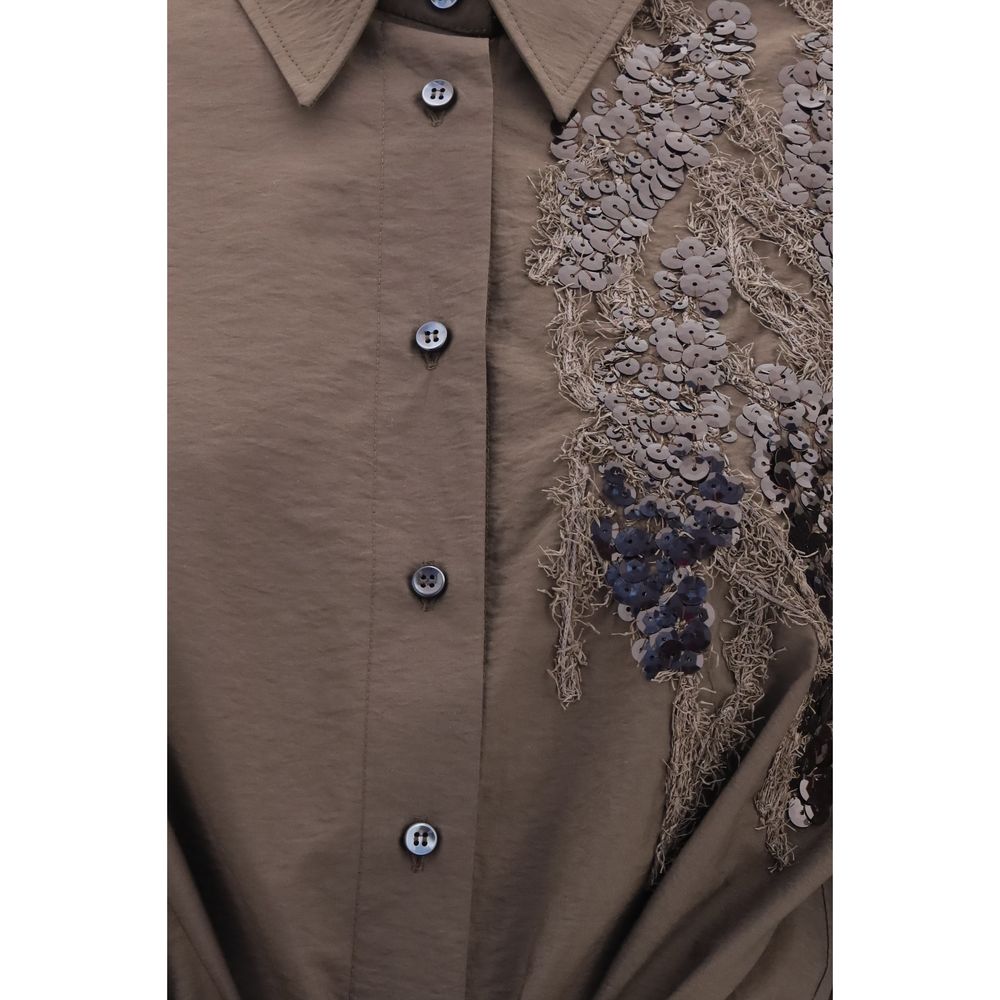 Brown Cotton Casual Dress