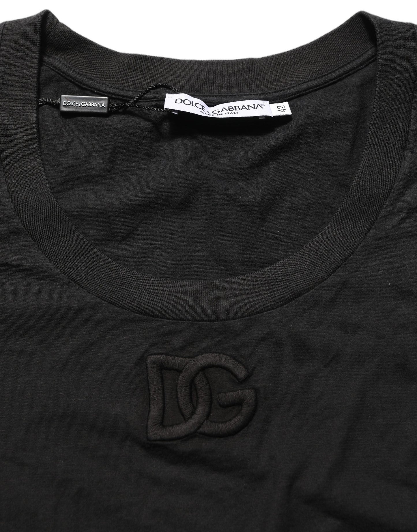 Black DG Logo Cotton Round Neck Tee T-shirt
