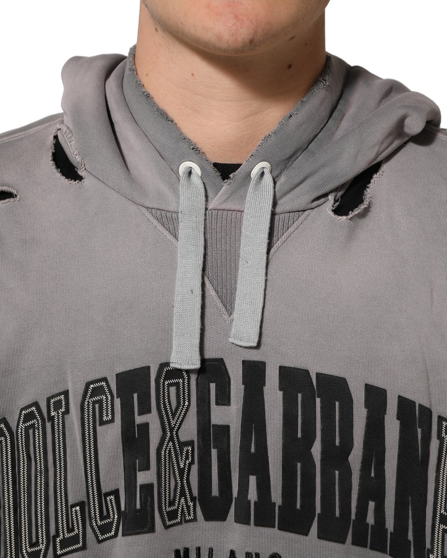 Gray Graphic Hooded Sweatshirt Men Sweater