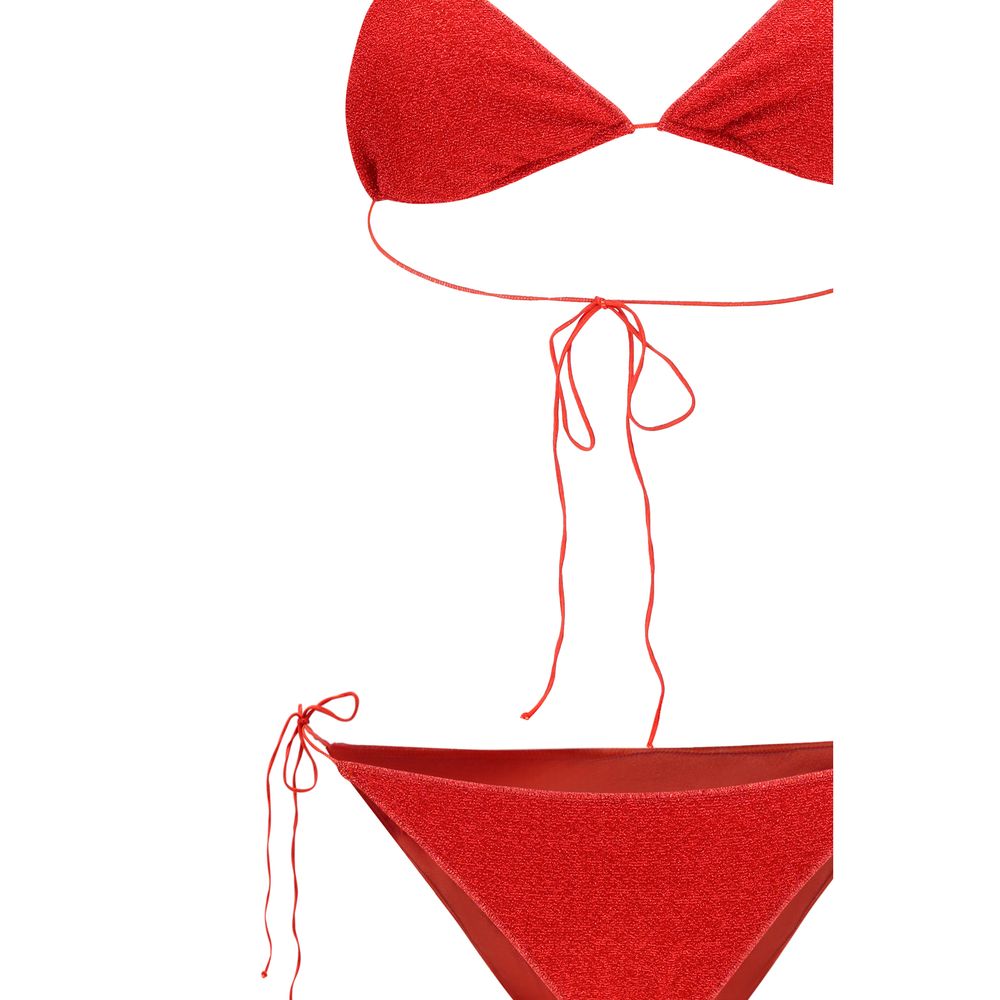 Red Elastane Bikini