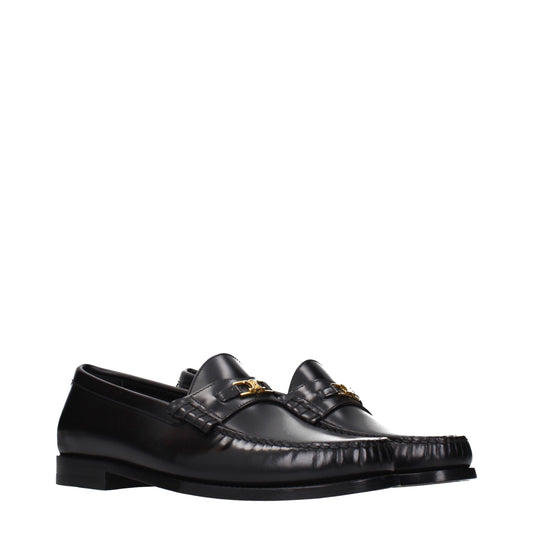 Black Leather Slip-On Loafers