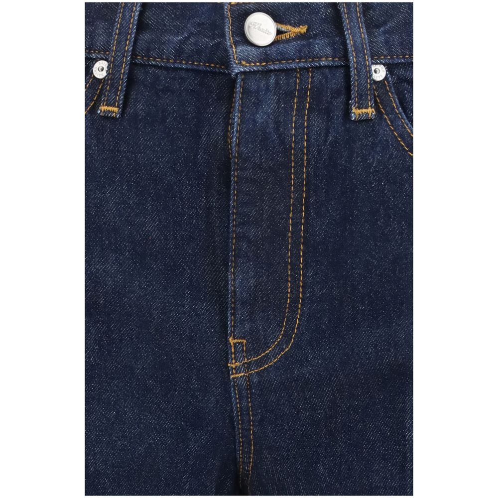 Blue Cotton Flared Jeans
