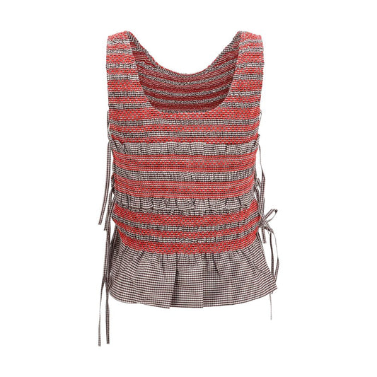 Brown Cotton Sleeveles T-Shirt