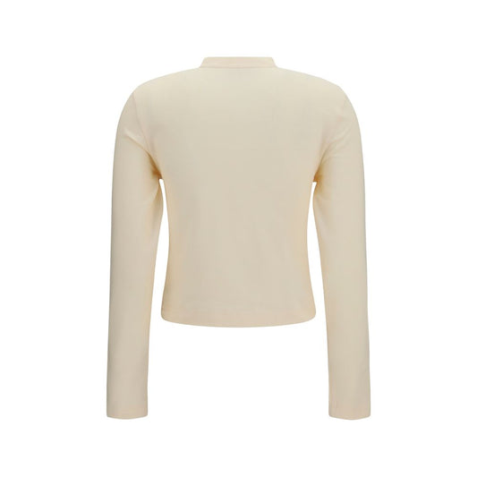 Beige Cotton Long Sleeve T-Shirt