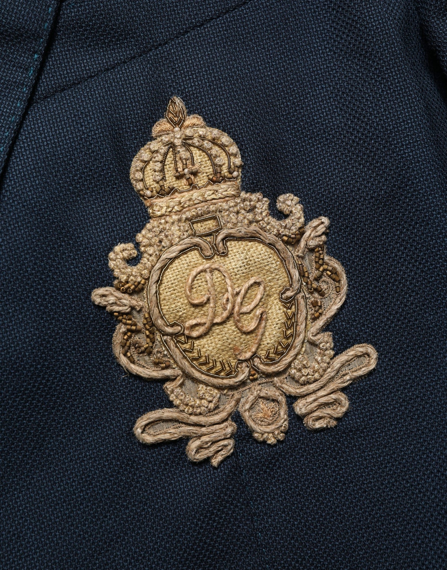 Blue Wool Logo Single Breasted Coat Jacket