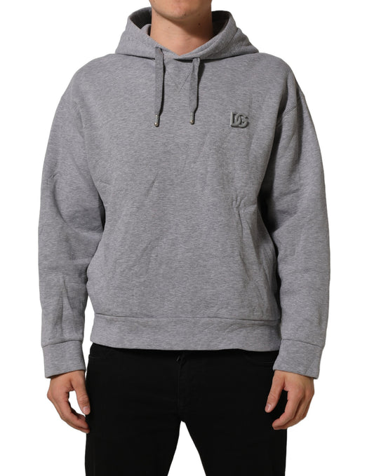 Gray Cotton Logo Hooded Sweatshirt Sweater