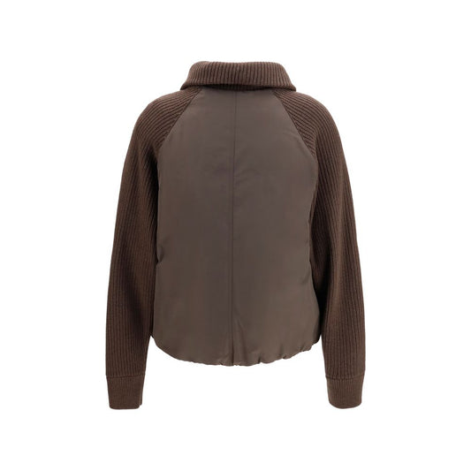 Brown Polyester Full-Length Jacket