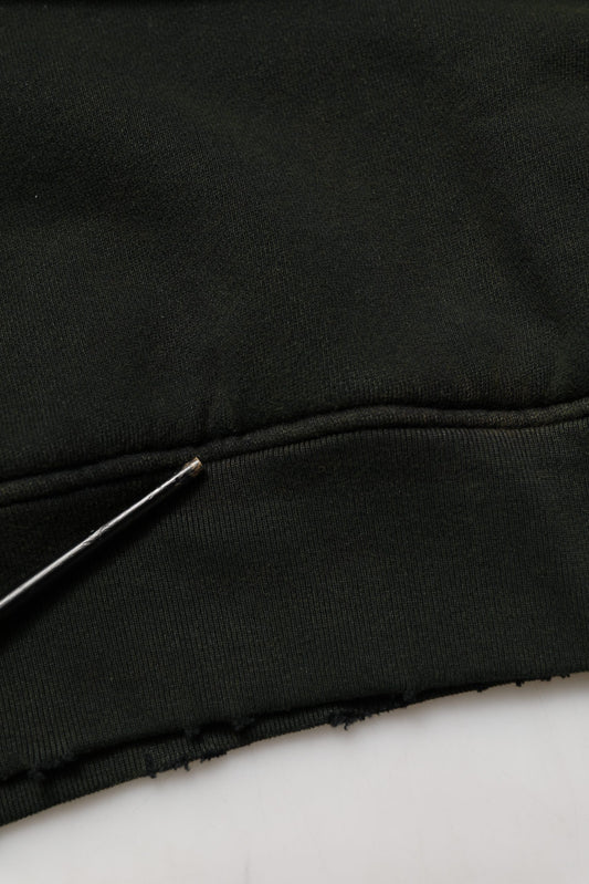 Black Cotton Crew Neck Men Sweatshirt Sweater