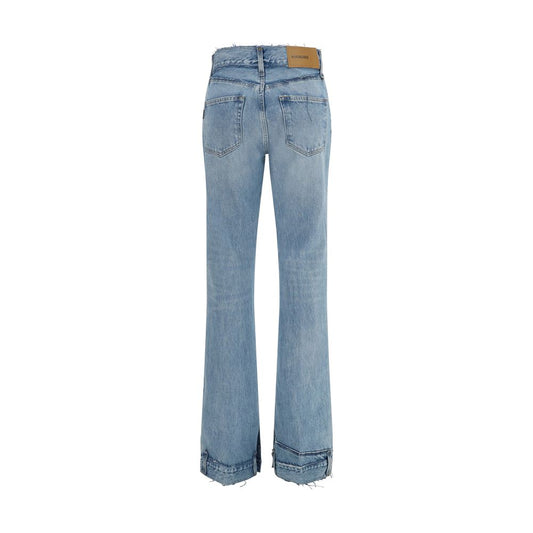 Blue Cotton Flared Jeans