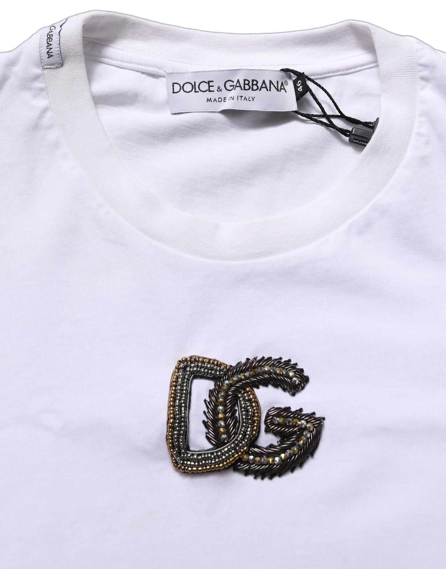 White DG Logo Cotton Crew Neck Men T-shirt