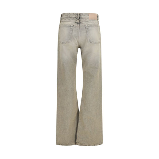 Gray Cotton Straight-Leg Jeans
