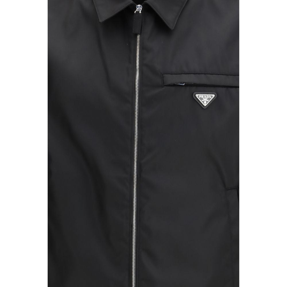 Black Recycled Polyamide Full-Length Jacket