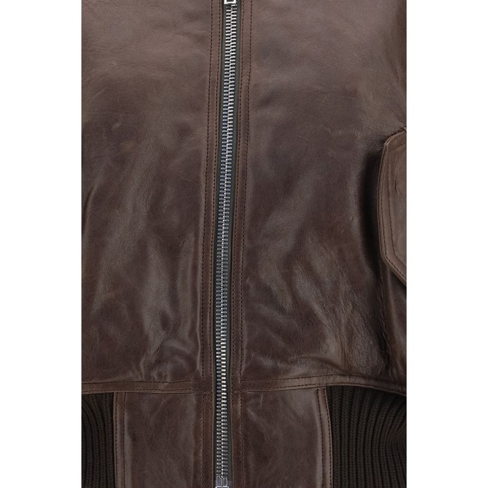 Brown Calf Leather Bos Taurus Bomber