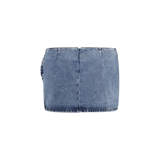 Blue Cotton Mini Skirt