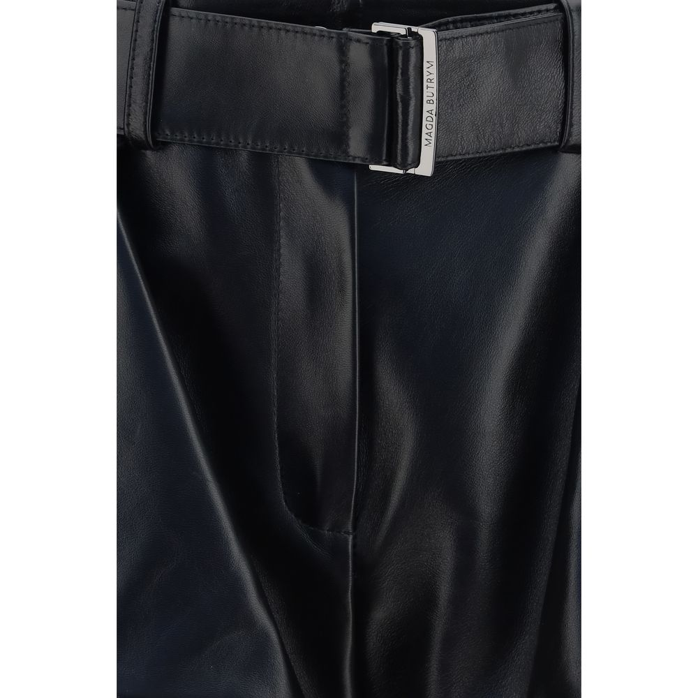 Black Lambskin Bermuda Shorts