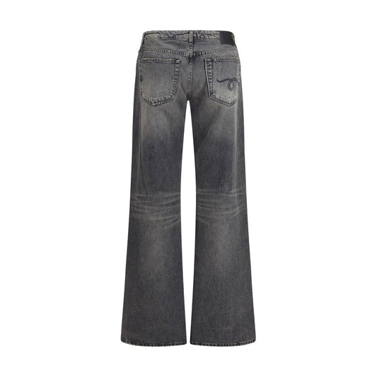 Gray Cotton Straight-Leg Jeans