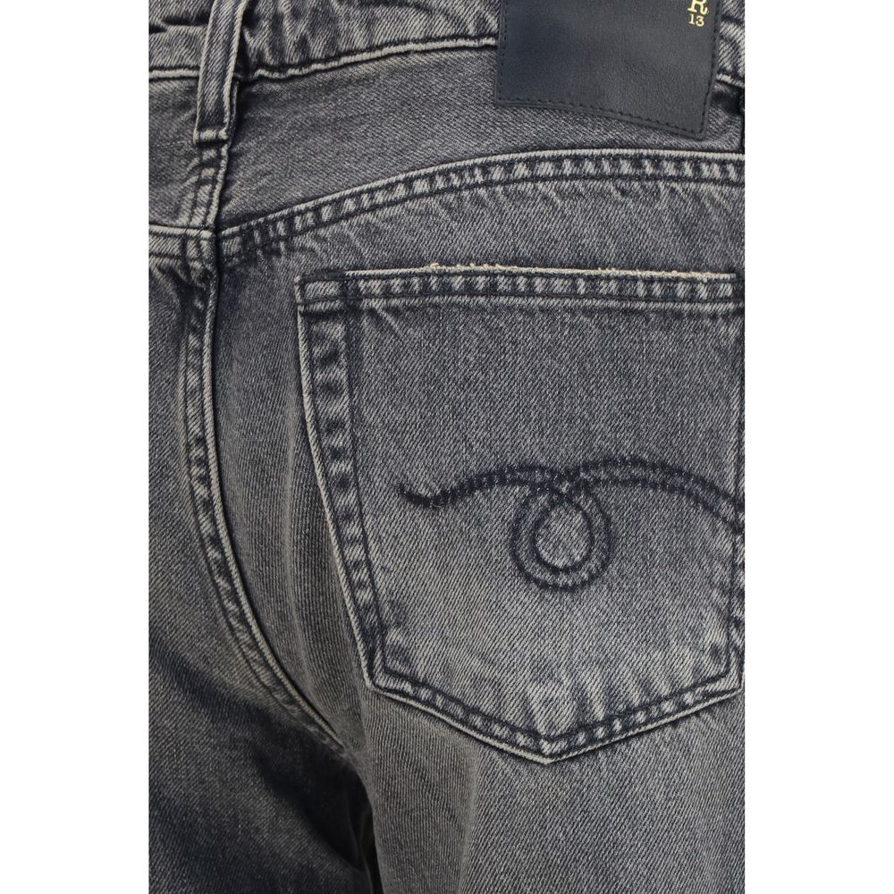 Gray Cotton Straight-Leg Jeans