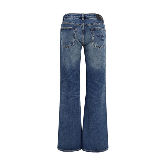 Blue Cotton Straight-Leg Jeans
