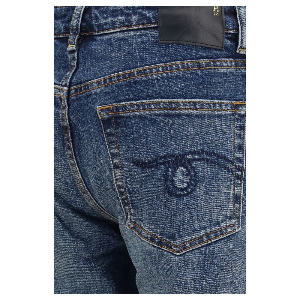 Blue Cotton Straight-Leg Jeans