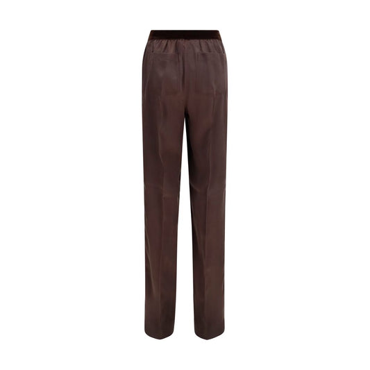 Brown Silk Casual Pants