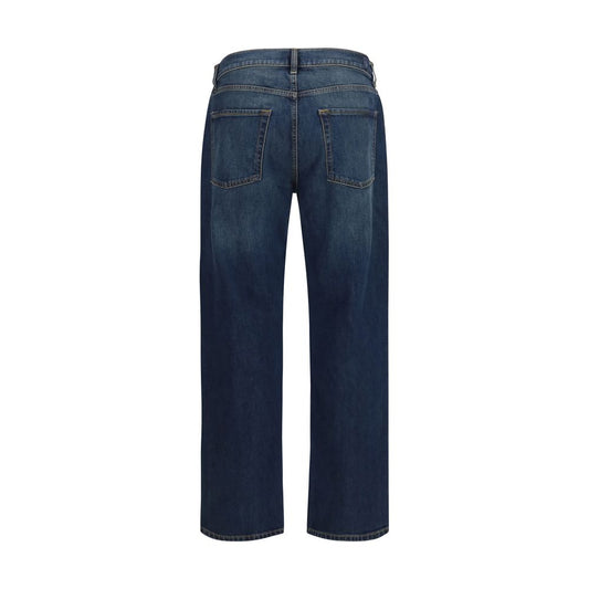 Blue Cotton Straight-Leg Jeans