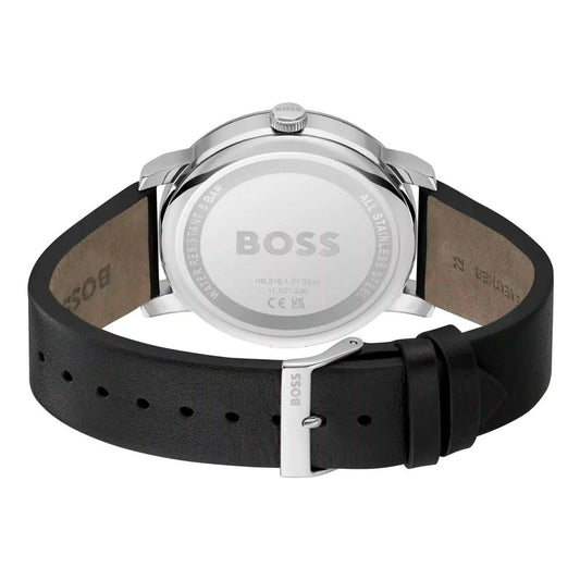 Black Leather Dress Watch