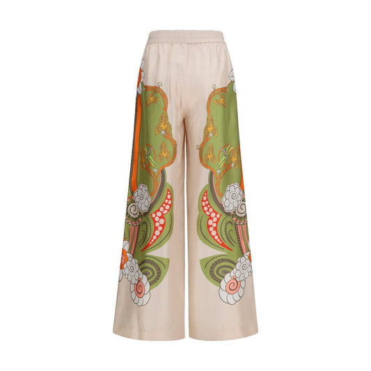 Multicolor Silk Casual Pants