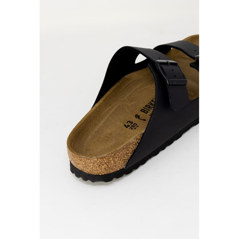 Black Synthetic Flat Sandals