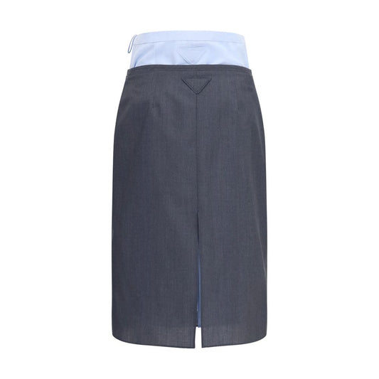 Gray Cotton Midi Skirt