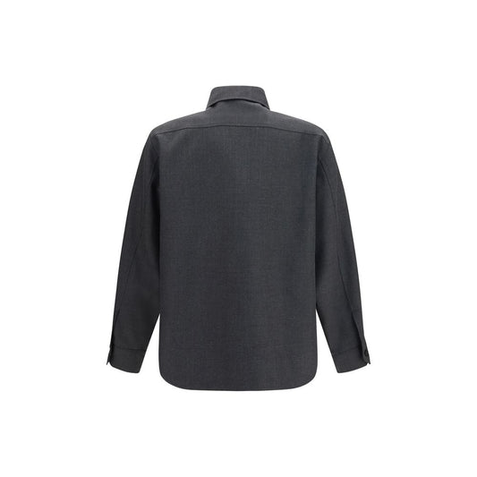 Gray Polyester Full-Length Jacket