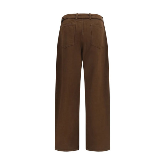 Brown Cotton Casual Pants