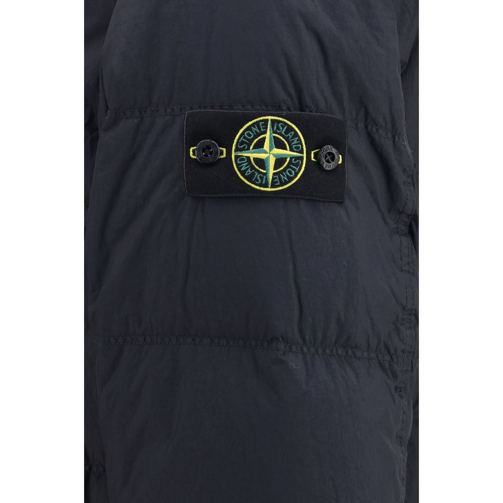 Blue Nylon Full-Length Jacket