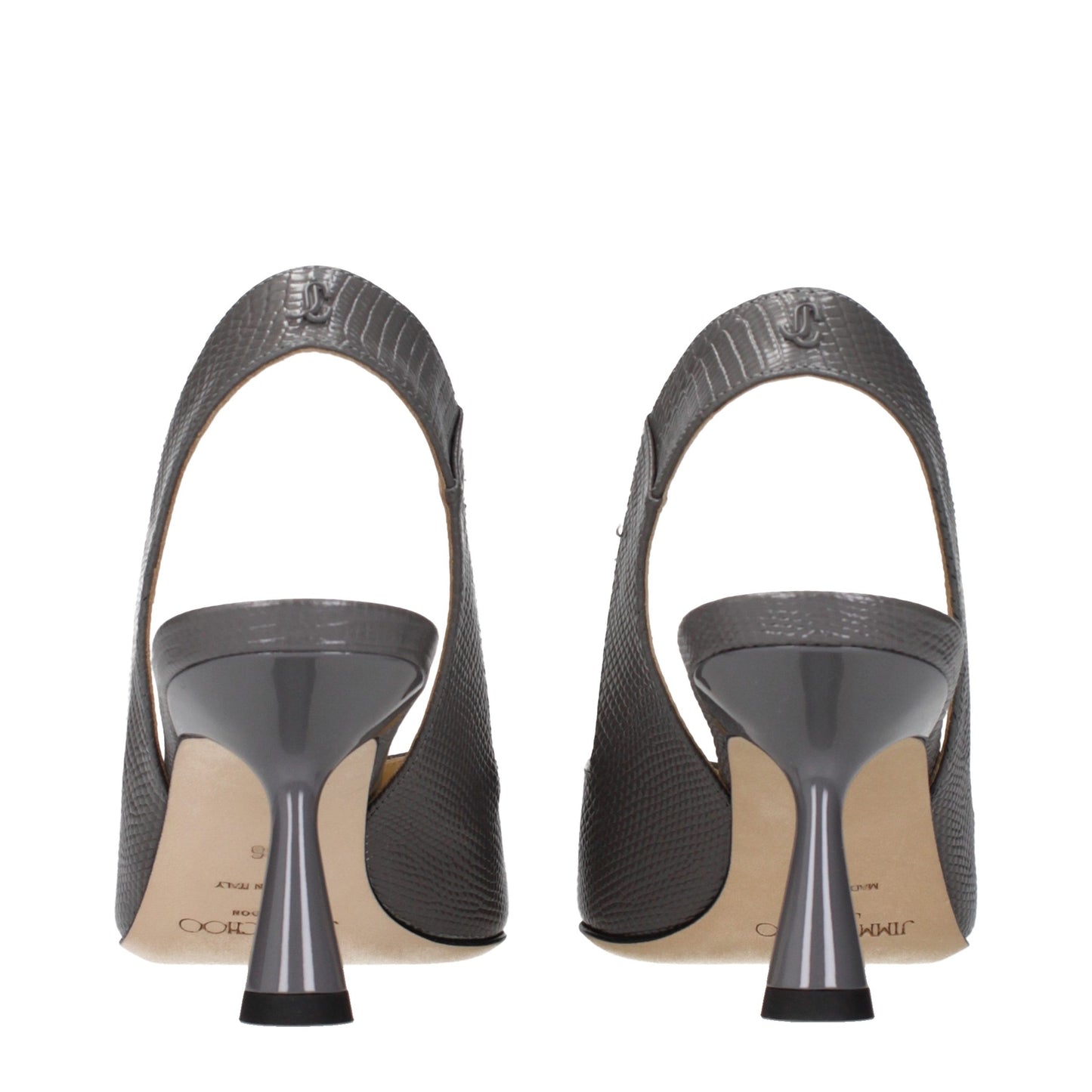 Gray Leather High Heel Pumps