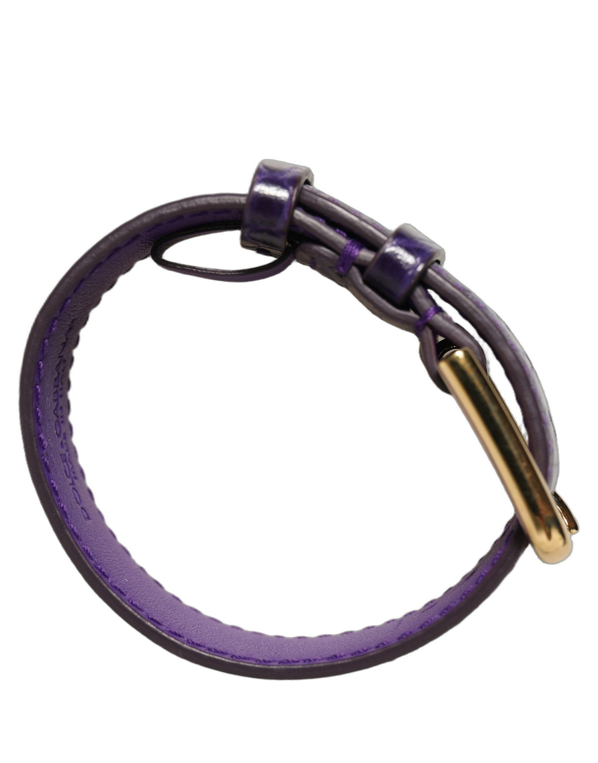 Violet Embossed Leather Gold Buckle Belt Strap Bracelet
