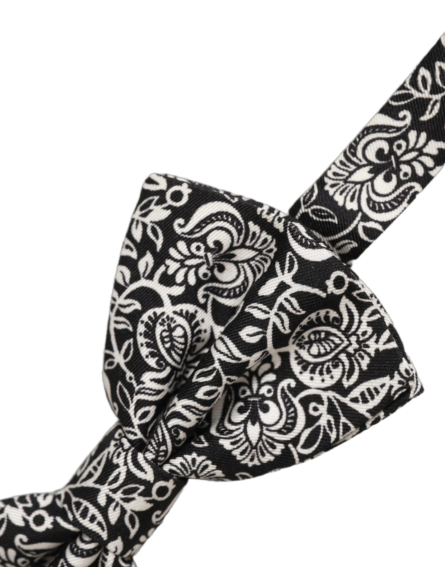 Tie Black White Paisley Silk Adjustable Neck Papillon Bow
