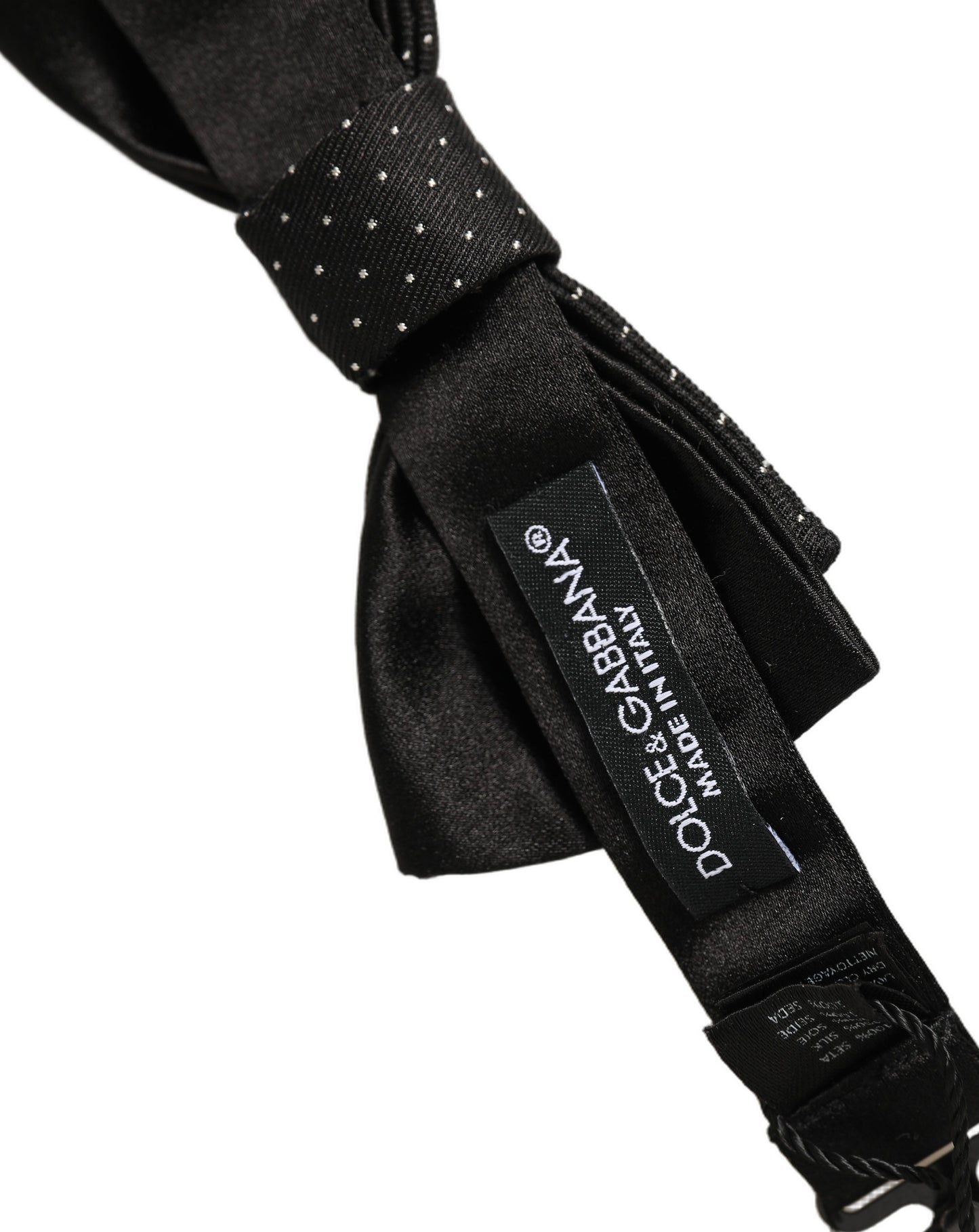 Men Black DG Polka Dot Adjustable Neck Papillon Bow Tie