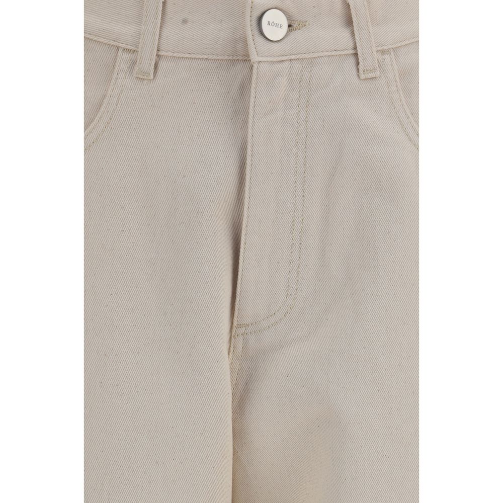 Beige Cotton Straight-Leg Jeans