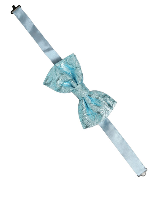 Light Blue Floral Brocade Adjustable Neck Papillon Bow Tie