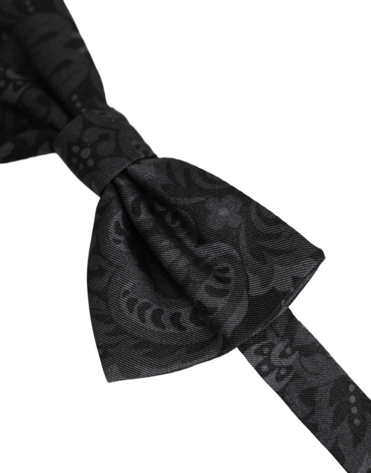 Men Black Paisley SIlk Adjustable Neck Papillon Bow Tie