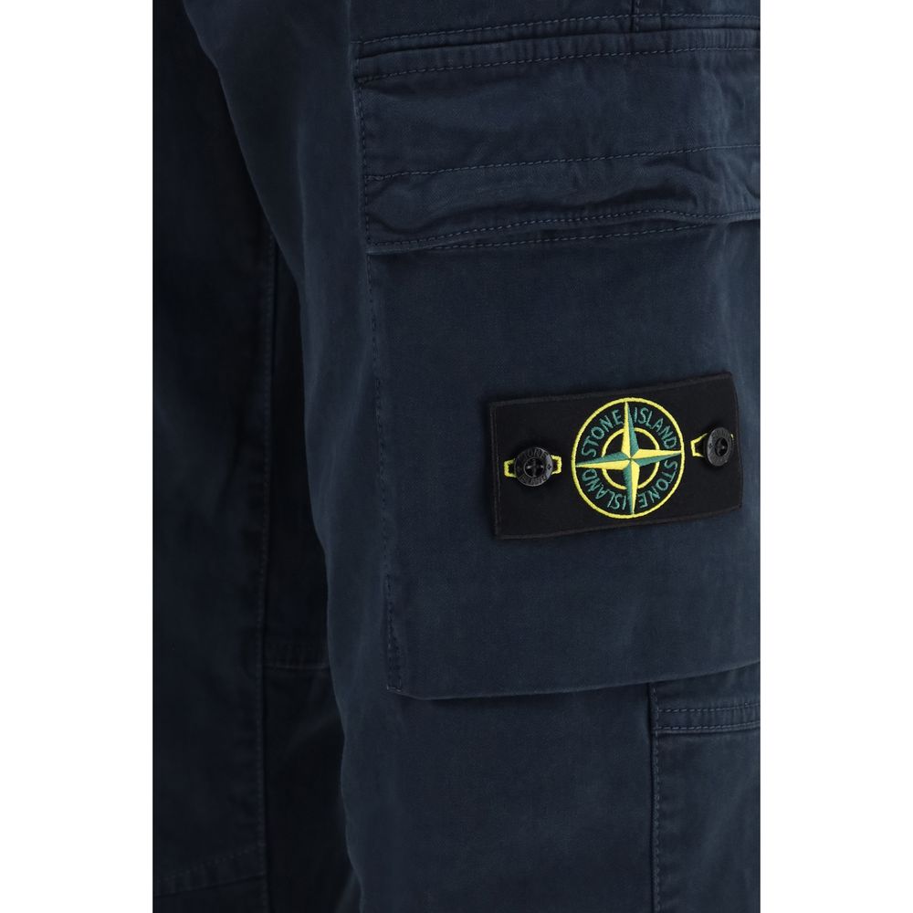 Blue Cotton Cargo Pants