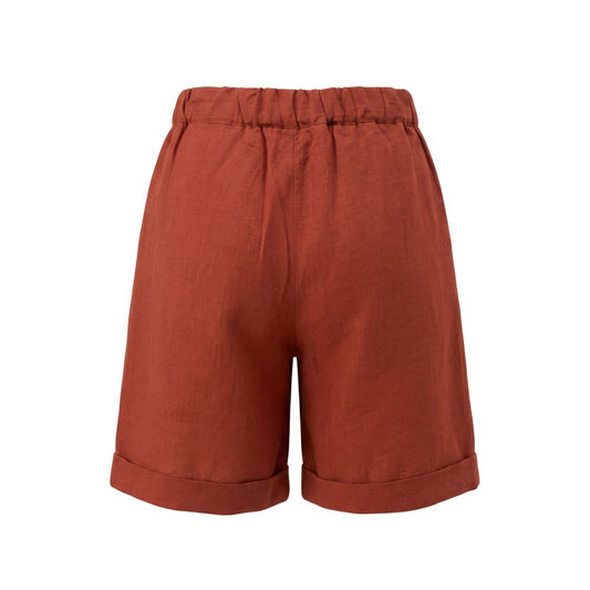 Brown Viscose Women Shorts